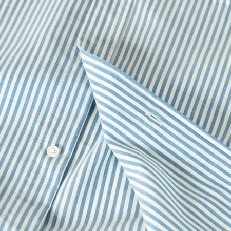 image flâneurs BEAMS PLUS B.D Classic-Fit Wool Stripe Blue détail bouton