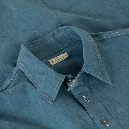 image flâneurs col chemise denim militaire WAREHOUSE & CO.  Lot. 3059 Pullover Chambray Shirts Navy