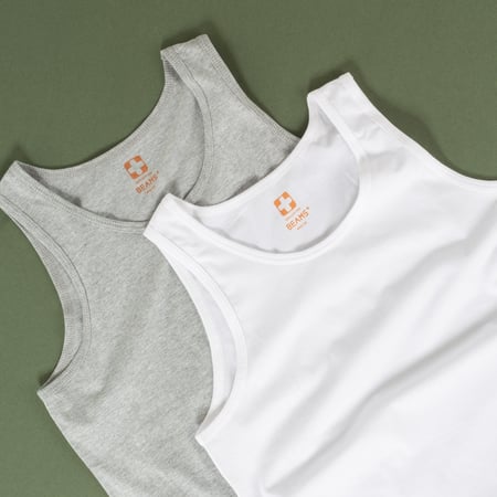 image flâneurs  debardeur basic BEAMS PLUS 2 Pack Tank Top White + T.Grey