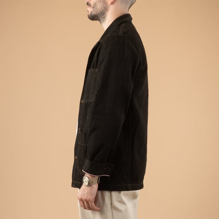 03100-BKOL 12.5oz Coverall Black X Olive Selvedge Denim