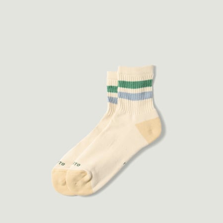 Image-Flâneurs_ROTOTO / Retro Athletic Ankle Socks Green/L.Blue_Vignette
