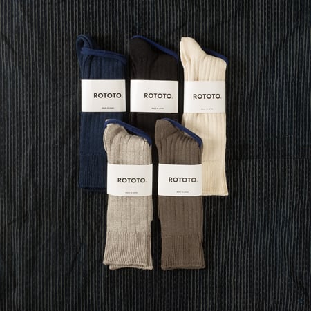 image flâneurs chaussettes ROTOTO Linen Cotton Rib Crew Socks_all