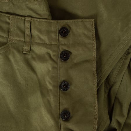 image détail boutonniere flâneurs pantalon SURE MFG 40's USN Trousers Vat Dye Olive-4