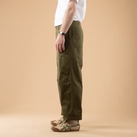 pantalon XX DEVELOPMENT SURE MFG 40's USN Trousers Vat Dye Olive image flâneurs de profil