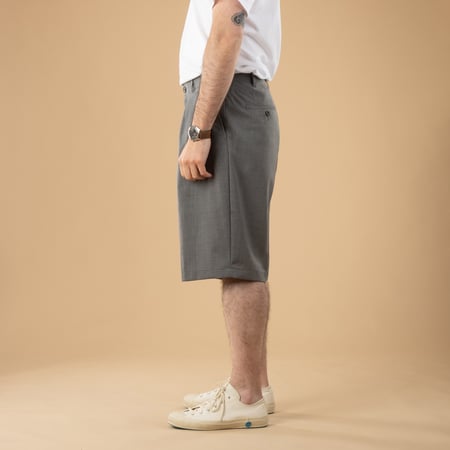 2 Pleats Wool Tropical Grey Shorts