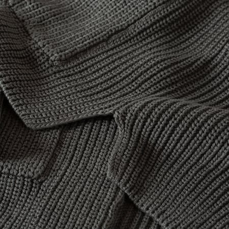 images détails maille flâneurs  BATONER  Signature Waso Cardigan Dark Gray (3)