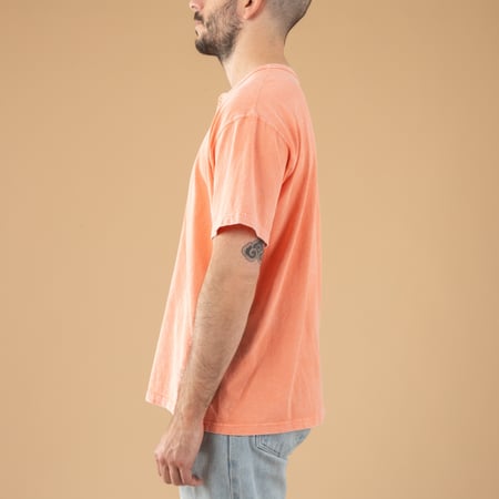 Image-Flâneurs_GOOD ON / Short Sleeve Crew T-shirt Vintage Dye Peach_de-profil