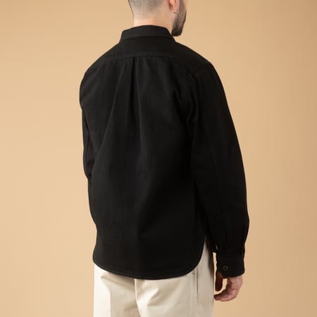 image flâneurs porté 13oz Denim CPO Shirt Jacket Black_de-dos