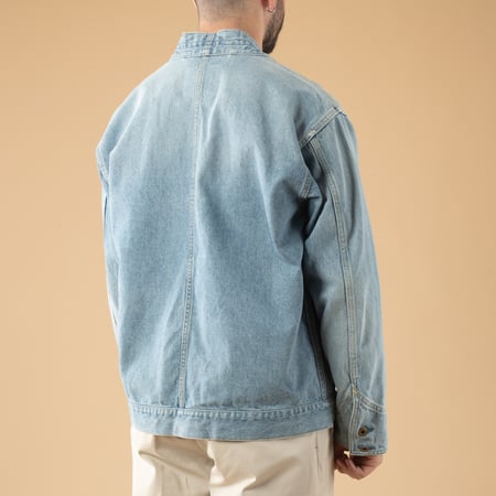 image flâneurs porté Denim Haori Fade Wash Indigo_de-dos