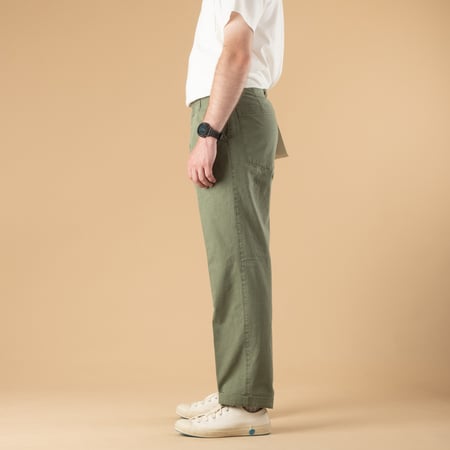 Image-Flâneurs_BARNSTORMER / 1510P Press Work Pants Olive_de-profil