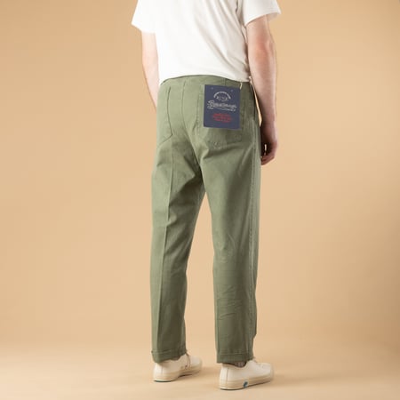 Image-Flâneurs_BARNSTORMER / 1510P Press Work Pants Olive_de-dos