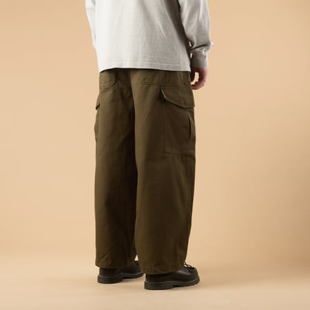 Olive Twill Cargo Balloon Pants