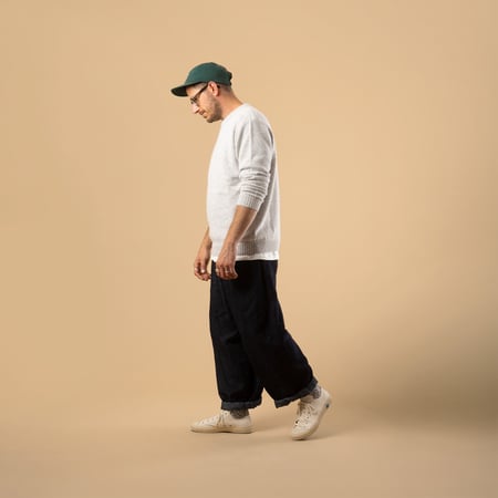 Nitto X Flaneurs pull Bedros en geelongora couleur Quartz silhouette 2