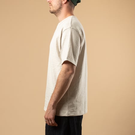 Image-Flâneurs_WAREHOUSE & CO. / Lot 4601 Henley Neck T-Shirt Oatmeal_de-profil