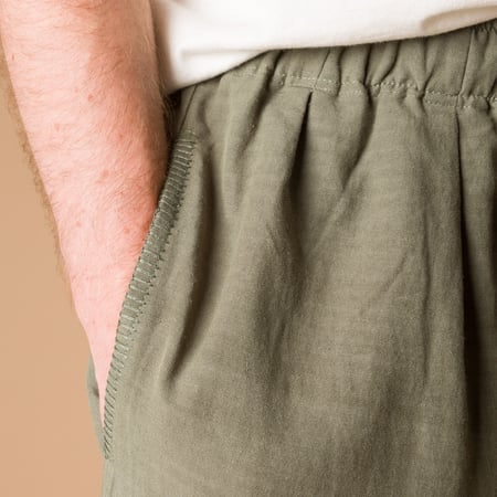 Imlage-Flâneurs_GOHEMP / Green Hill Pants Laurel Green_détail-face