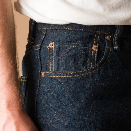 Image-Flâneurs_ONI DENIM / 200CCD-MOCA 15oz Wide Straight "Moca" Crushed Concrete Denim_détail-avant