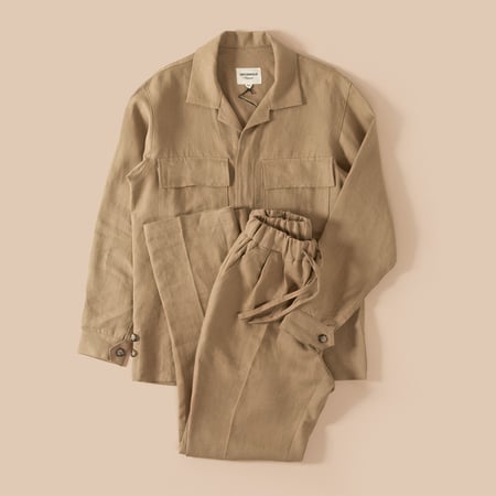 INFORMALE x FLÂNEURS / T005 Linen Drawstring Trouser Mushroom
