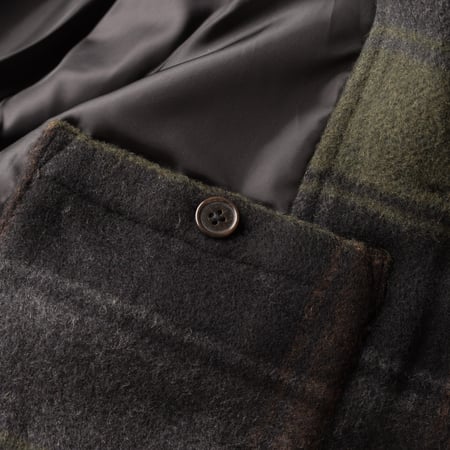 Image-Flâneurs_UNIVERSAL WORKS / Berlin Wool Check Wayfarer Jacket Black/Brown_detail-1