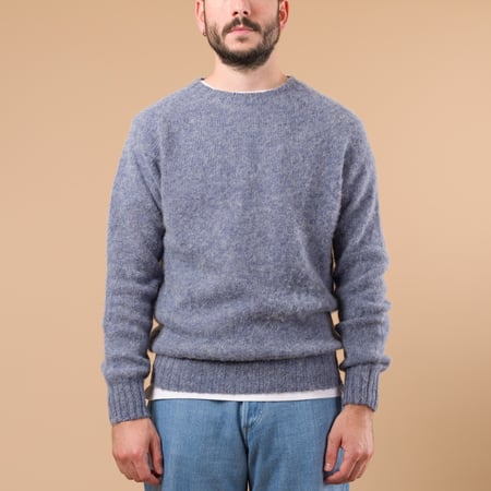 Harley Of Scotland X Flâneurs Shaggy Crew Neck Sweater Stonewash