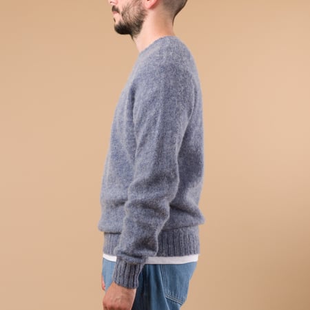 Harley Of Scotland X Flâneurs Shaggy Crew Neck Sweater Stonewash