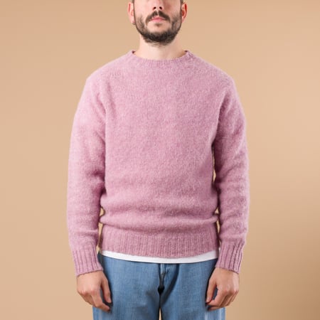 Harley Of Scotland X Flâneurs Shaggy Crew Neck Sweater Pink Lavender