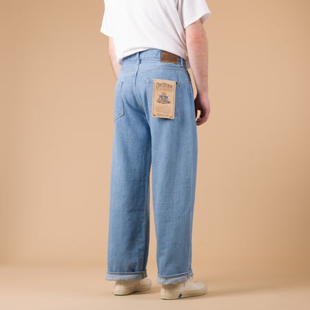 ONI DENIM 222-Kiraku-BB 12oz Super Wide Straight Bio Bleach Denim de dos