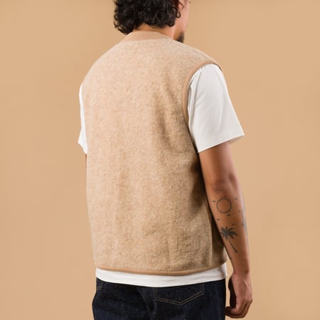 Wool Fleece Zip Waistcoat Fawn