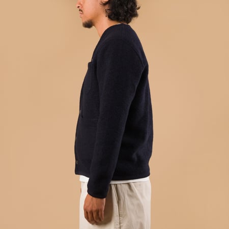 Wool Fleece Cardigan Navy