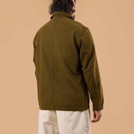 image flaneurs porté de dos VETRA Dark Khaki Brushed Canvas Weaved Jacket