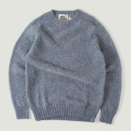 Harley Of Scotland X Flâneurs Shaggy Crew Neck Sweater Stonewash