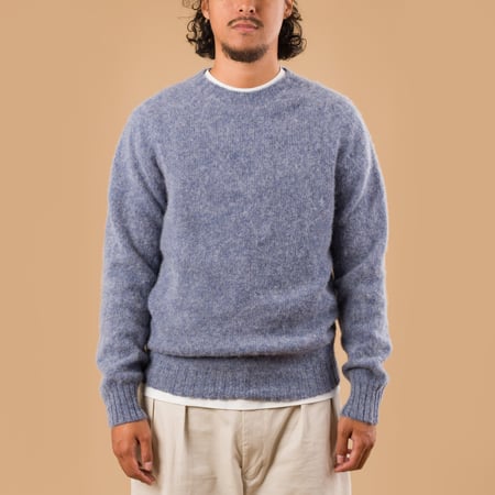 Harley Of Scotland X Flâneurs Shaggy Crew Neck Sweater Stonewash