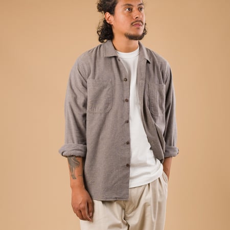 Brushed Flannel Work Shirt Brown
