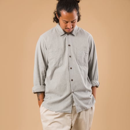 Brushed Flannel Work Shirt Grey