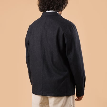 image portée flâneurs PORTUGUESE FLANNEL veste Labura Herringbone Wool Light Navy