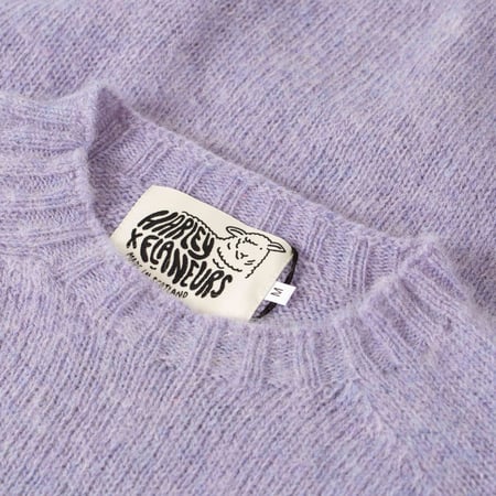 pull laine ecossais Harley of Scotland X Flâneurs détail-lavender