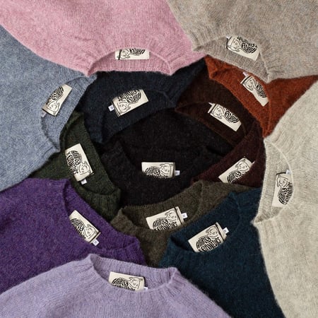 Harley Of Scotland X Flâneurs Shaggy Crew Neck Sweater Stonewash