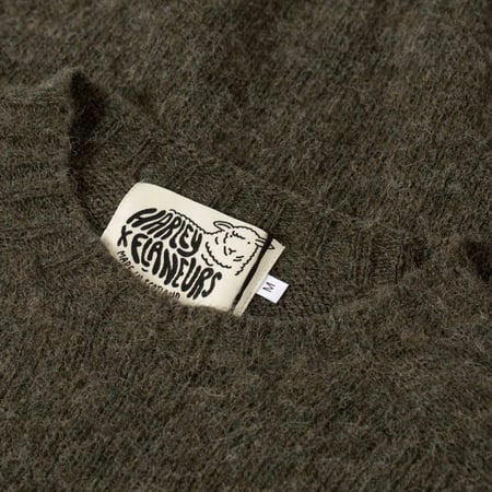 Harley Of Scotland X Flâneurs Shaggy Crew Neck Sweater Bog