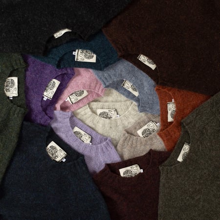 Harley Of Scotland X Flâneurs Shaggy Crew Neck Sweater Bog