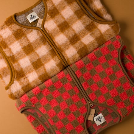 Image-Flâneurs_COLDBREAKER / Pepitco Vest Ultralight Coral/Camello_detail-2