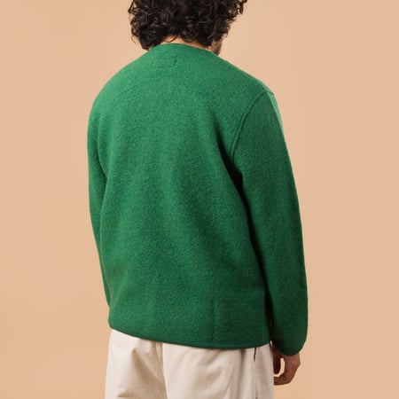 image flâneurs UNIVERSAL WORKS Wool Fleece Cardigan Green de dos