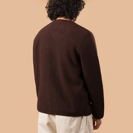 image flâneurs UNIVERSAL WORKS Wool Fleece Cardigan Brown de dos