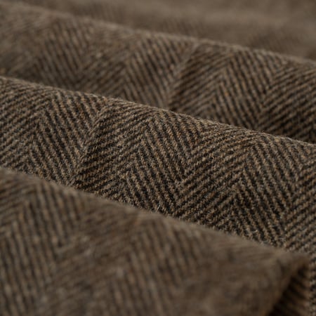 Single Pleat Wool Trousers Herringbone Brown