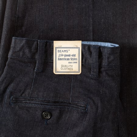 image detail flaneurs Beams + 2 Pleats tapered denim indigo (4)