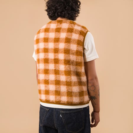 image flaneurs lining Coldbreaker laine Pepitco Vest Ultralight Checker Apricot de dos