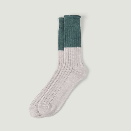 Wool Cotton Slab Socks Jungle Green