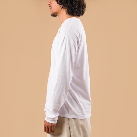 GOOD ON flâneurs tee-shirt manches longues LS Crew Tee white de profil