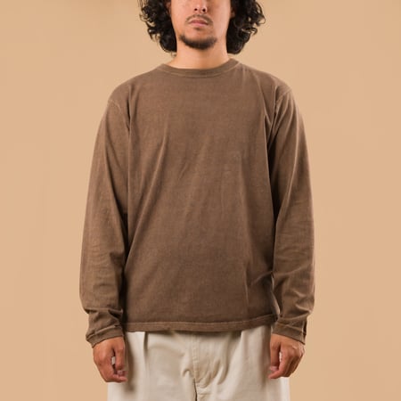 GOOD ON flâneurs tee-shirt manches longues LS Crew Tee p-brown de face
