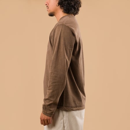 GOOD ON flâneurs tee-shirt manches longues LS Crew Tee p-brown de profil