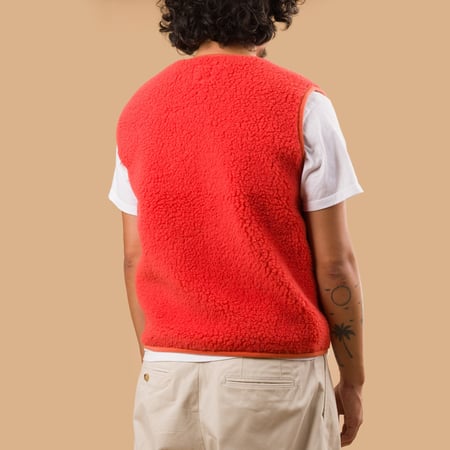 image flaneurs lining Coldbreaker laine Pepitco Vest Ultralight coral de dos