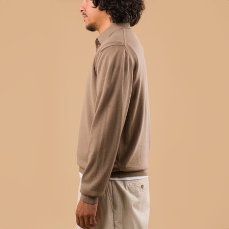 image flâneursMOONCASTLE 12G Wool Polo Neck beige profil